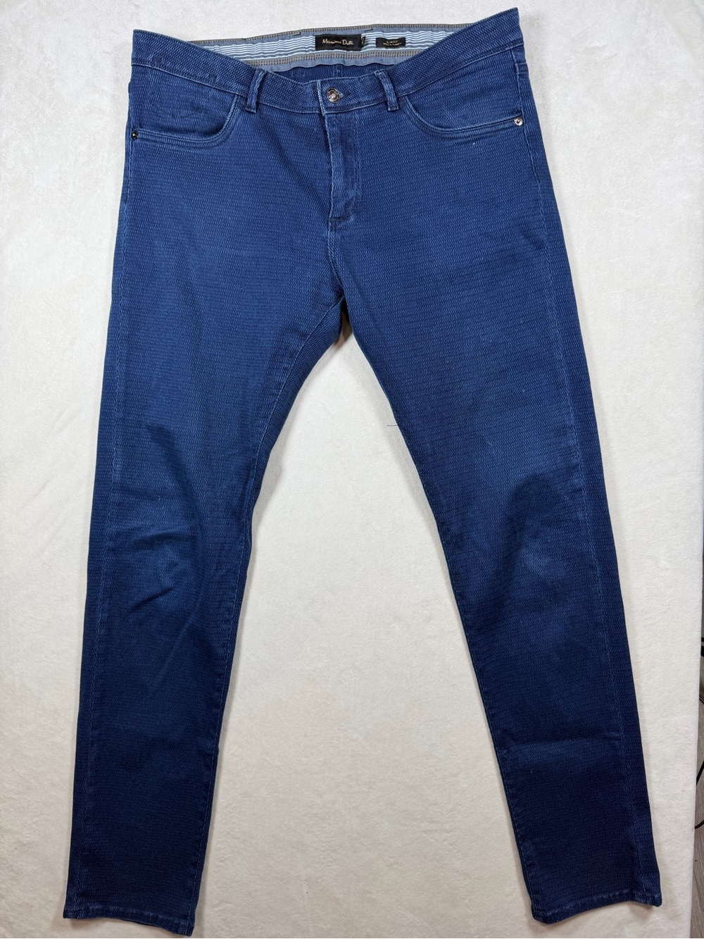Massimo Dutti 34W 33L Men's Navy Slim Textured Lux Designer Jeans Pants